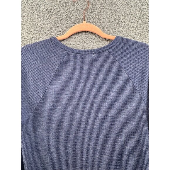 Ten Sixty Sherman High Low  Ribbed Long Sleeve Henley Top Size Medium Blue - Picture 4 of 9